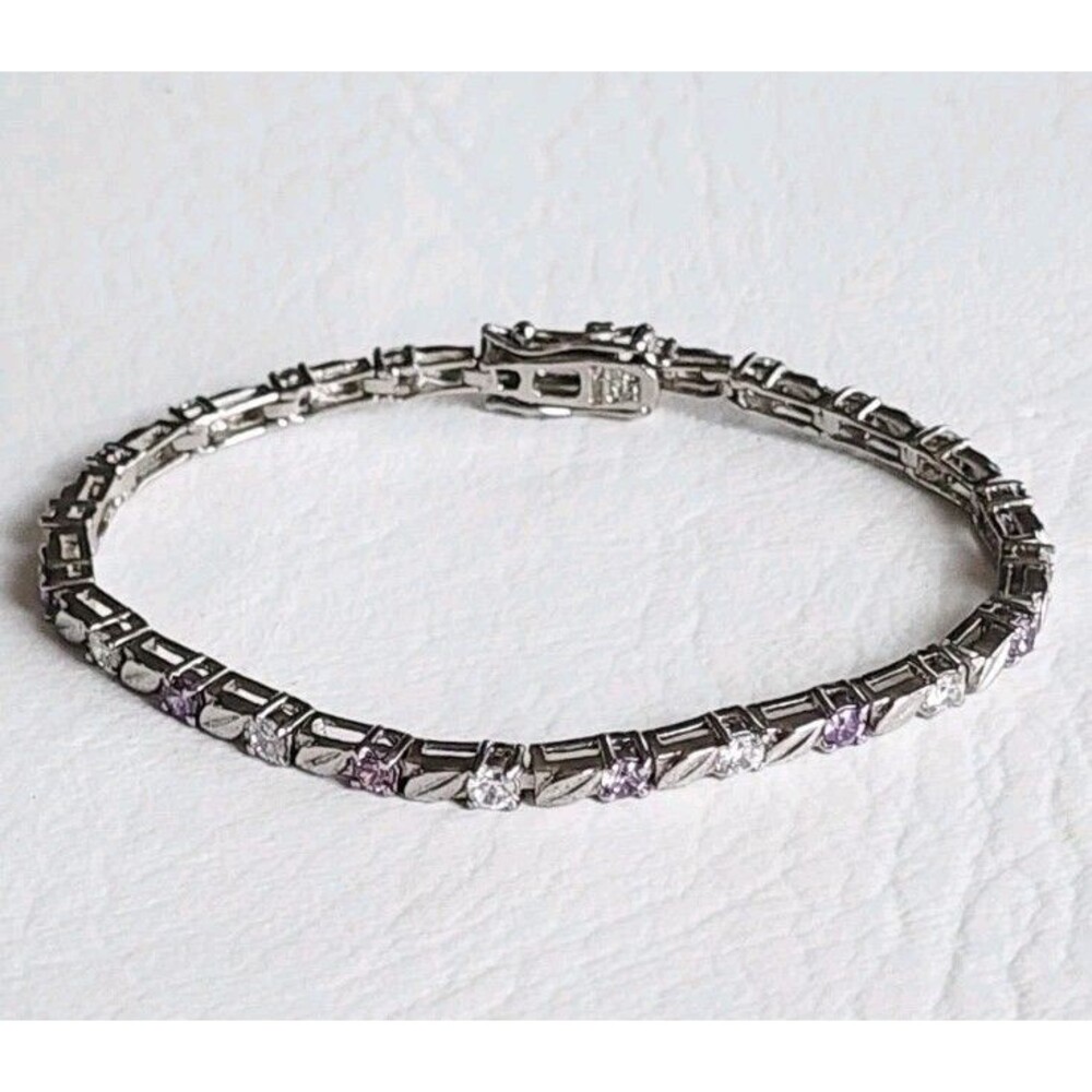 Multi Stone Tennis Bracelet in Sterling Silver - 7" 10.35g